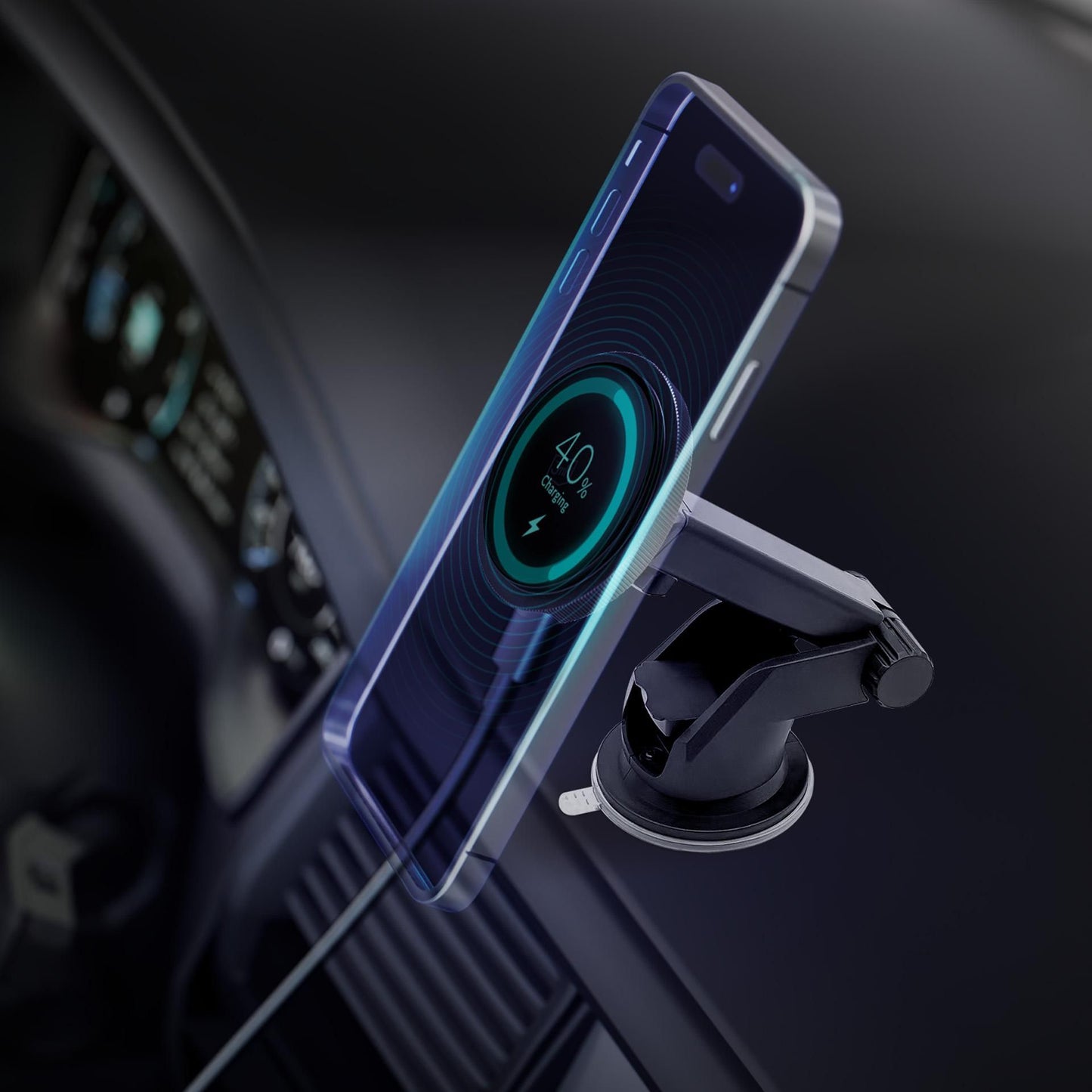 Chargeur Auto Sans Fil 3MK MagCharger, 15W, 1.67A, Noir