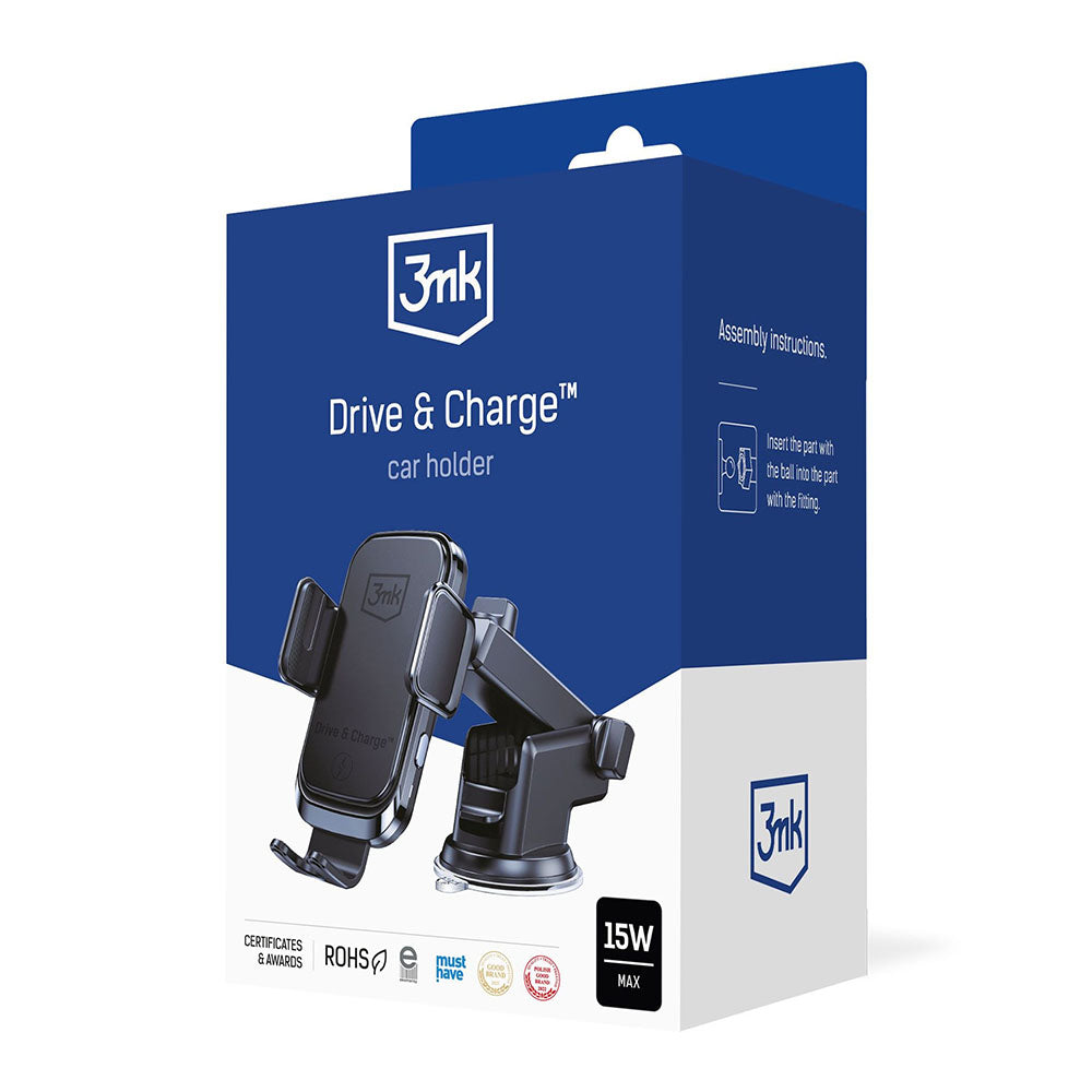 Chargeur Auto Sans Fil 3MK Drive&Charge, 15W, 1.67A, Noir