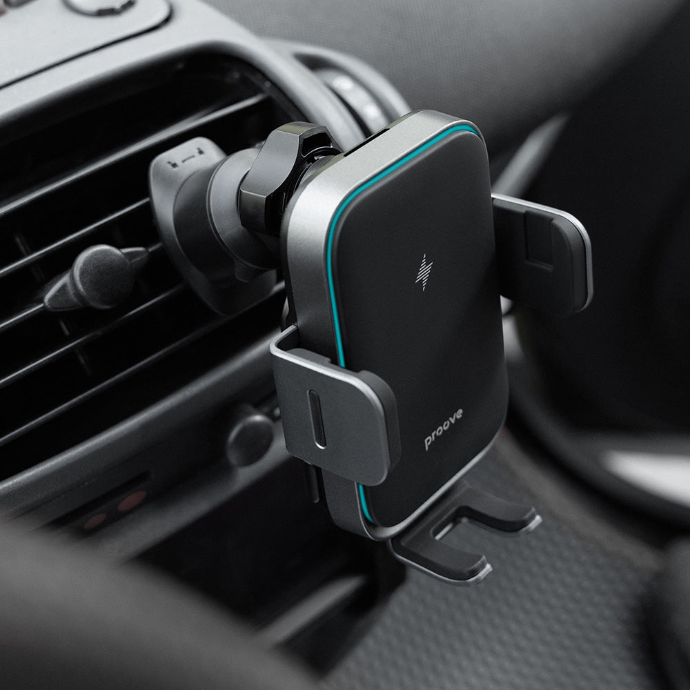Chargeur Auto Sans Fil Proove Triple Clamp Pro, 15W, 1.67A, Gris WHTP15010004