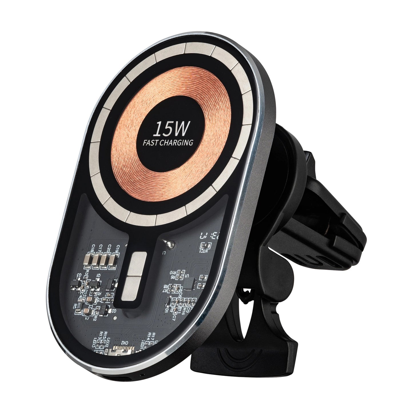 Chargeur Auto Sans Fil Qualo QTUS-K-15-07, 15W, 1.67A, Gris