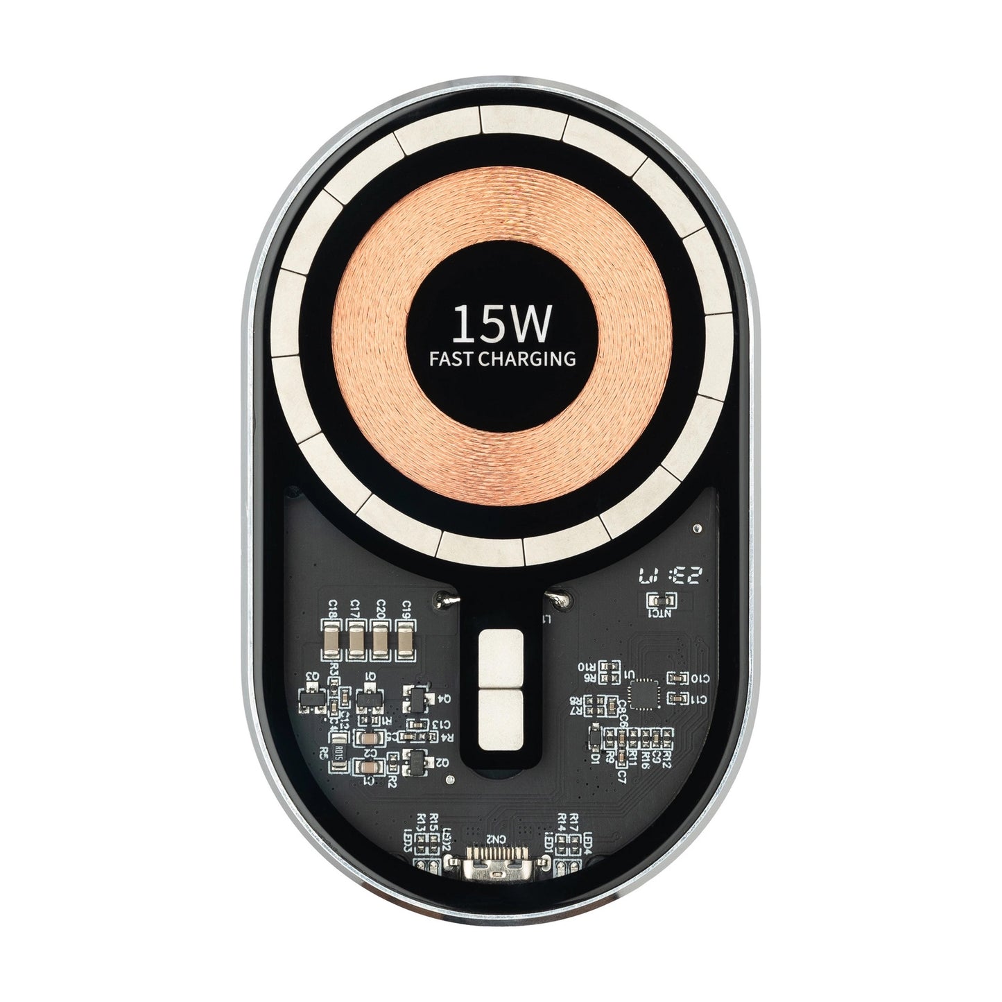 Chargeur Auto Sans Fil Qualo QTUS-K-15-07, 15W, 1.67A, Gris