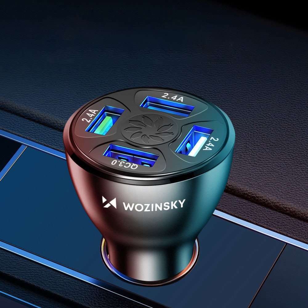 Chargeur de voiture WZK WCCAW, 50W, 3A, 4 x USB-A, blanc