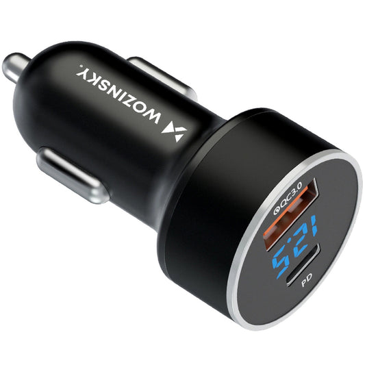 Car Charger WZK WDCCAC, 36W, 3A, 1 x USB-A - 1 x USB-C, Black