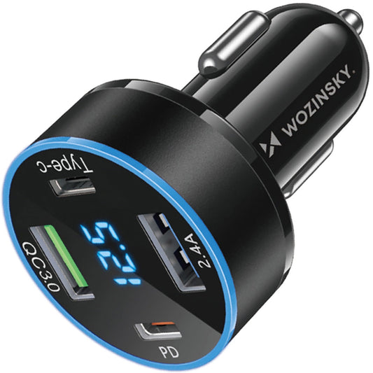 Car Charger WZK WDCCB, 50W, 3A, 2 x USB-A - 2 x USB-C, Black