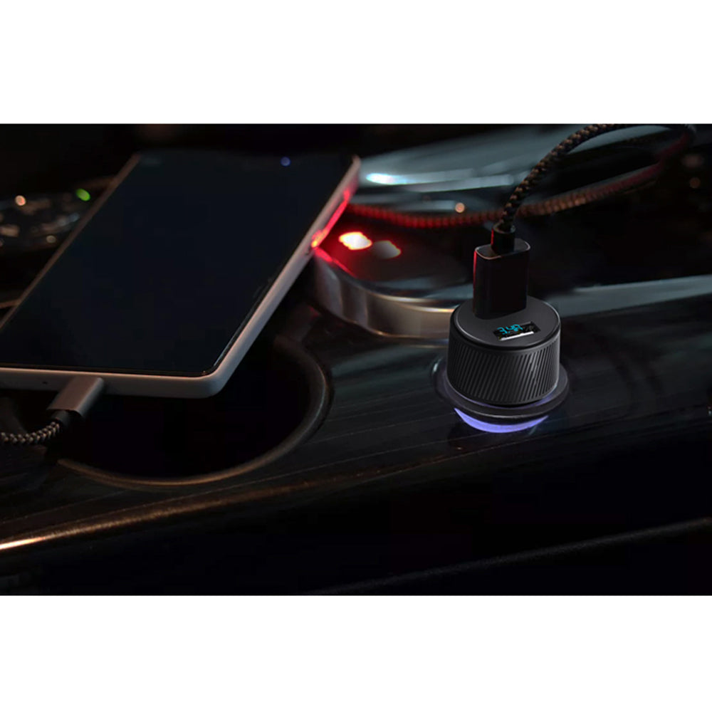 Chargeur de voiture Yesido Y31 Display, 18W, 3A, 2 x USB-A, Noir
