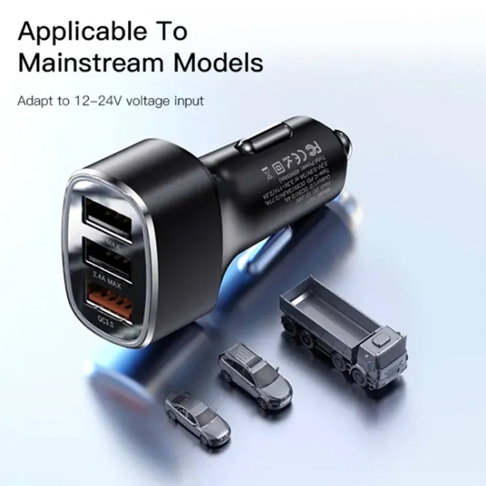 Chargeur de voiture Yesido Y46, 42W, 3A, 3 x USB-A, Noir