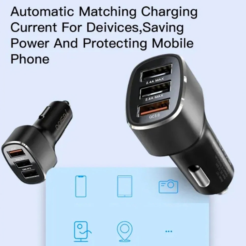 Chargeur de voiture Yesido Y46, 42W, 3A, 3 x USB-A, Noir