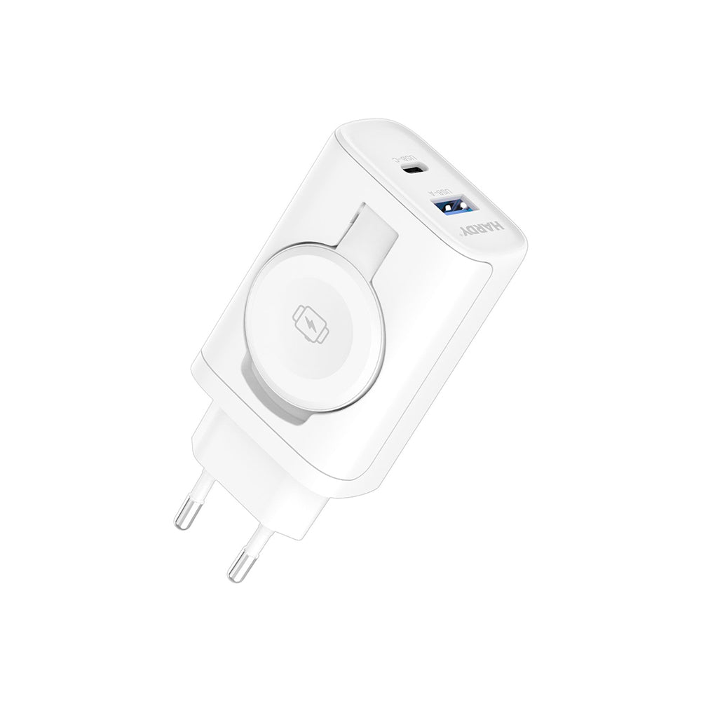 Chargeur Réseau 3MK Hardy 2en1, 33W, 3A, 1 x USB-A - 1 x USB-C, Blanc