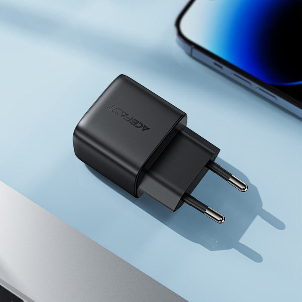 Chargeur Réseau Acefast A116 Display, 35W, 3A, 1 x USB-A - 1 x USB-C, Noir