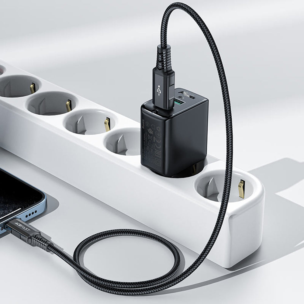 Chargeur réseau Acefast A33, 18W, 3A, 2 x USB-A, Noir
