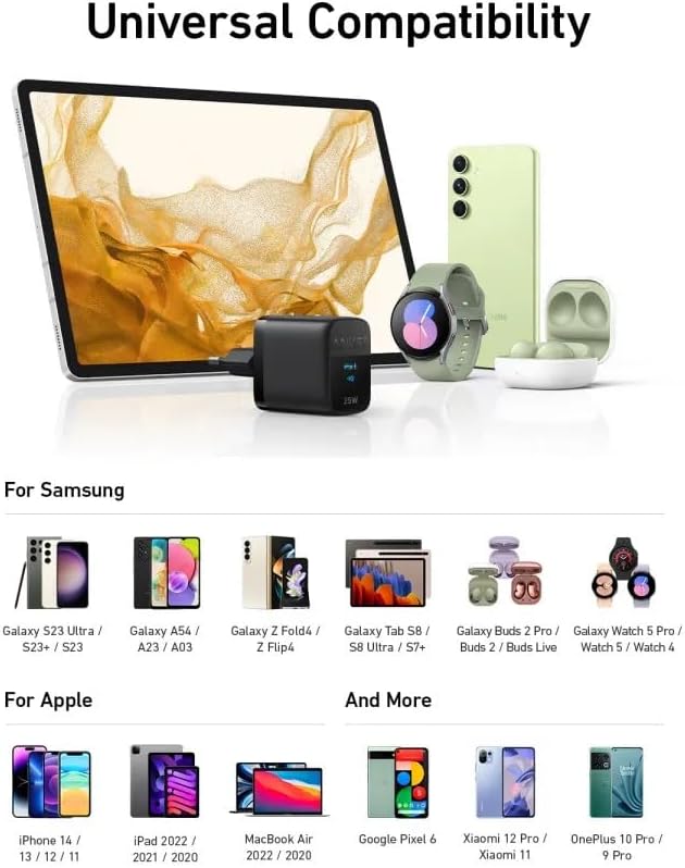 Chargeur Secteur Anker 312 Ace, 25W, 1 x USB-C, Noir A2642G11