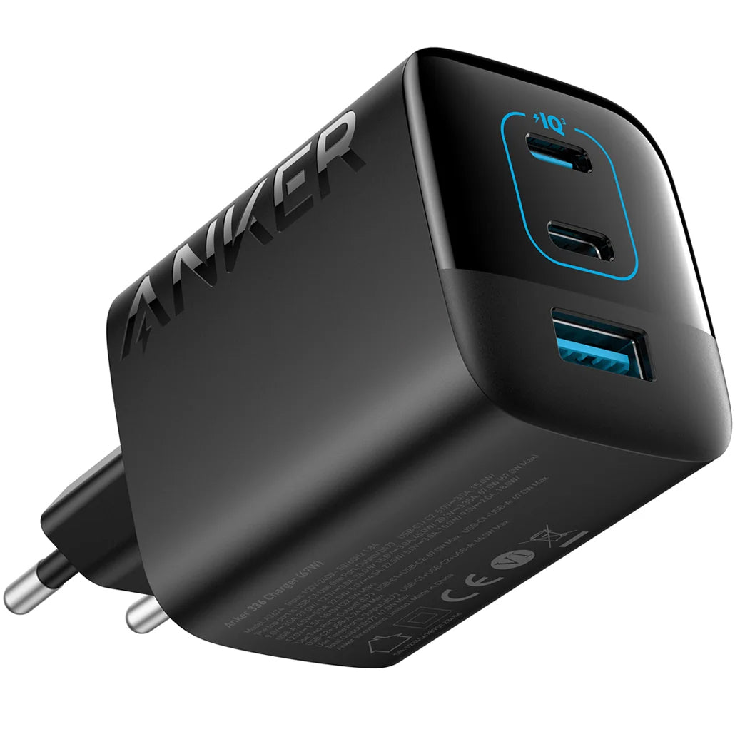 Chargeur Réseau Anker 336, 67W, 3.25A, 1 x USB-A - 2 x USB-C, Noir A2674G11