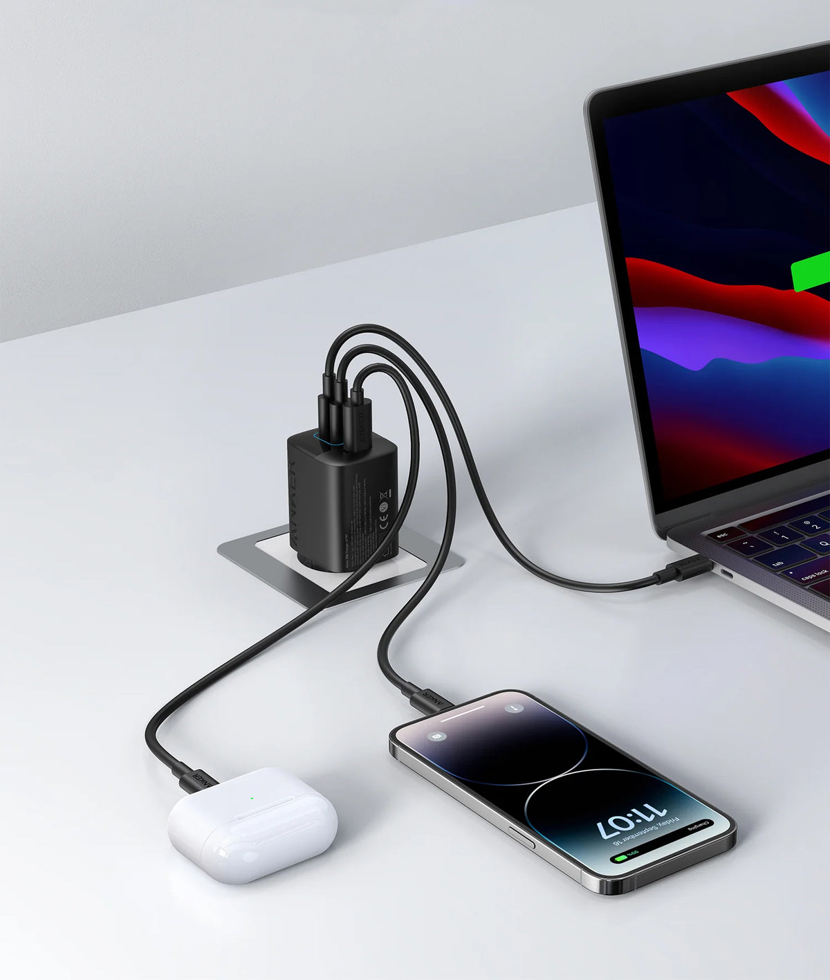 Chargeur Réseau Anker 336, 67W, 3.25A, 1 x USB-A - 2 x USB-C, Noir A2674G11