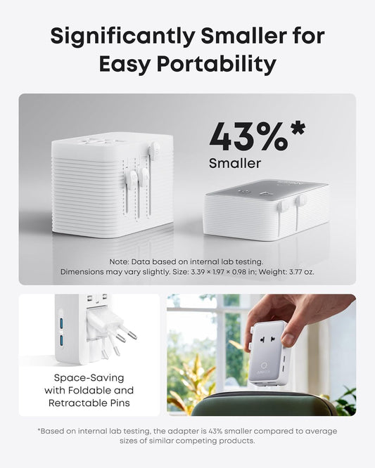 Chargeur Réseau Anker Nano Travel, 20W, 3A, 2 x USB-A - 2 x USB-C, Blanc A9215H21