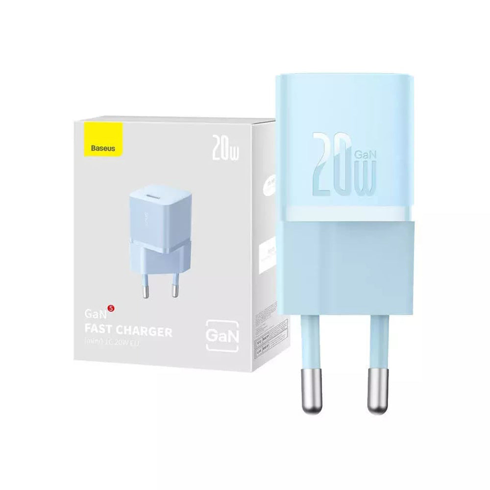 Chargeur Réseau Baseus GaN Mini 1C, 20W, 3A, 1 x USB-C, Bleu CCGN050103