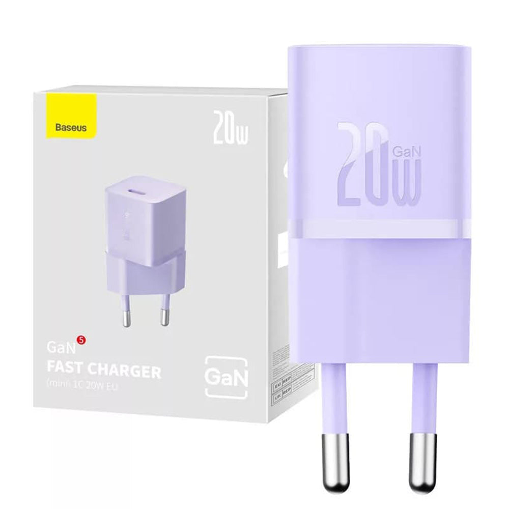 Chargeur Réseau Baseus, 20W, 3A, 1 x USB-C, Violet CCGN050105