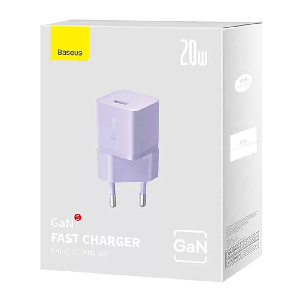 Chargeur Réseau Baseus, 20W, 3A, 1 x USB-C, Violet CCGN050105