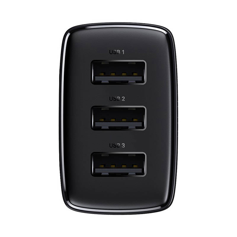 Chargeur réseau Baseus Compact 3U, 17W, 2.1A, 3 x USB-A, Noir CCXJ020101