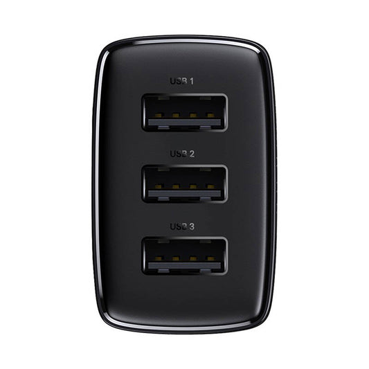 Chargeur réseau Baseus Compact 3U, 17W, 2.1A, 3 x USB-A, Noir CCXJ020101