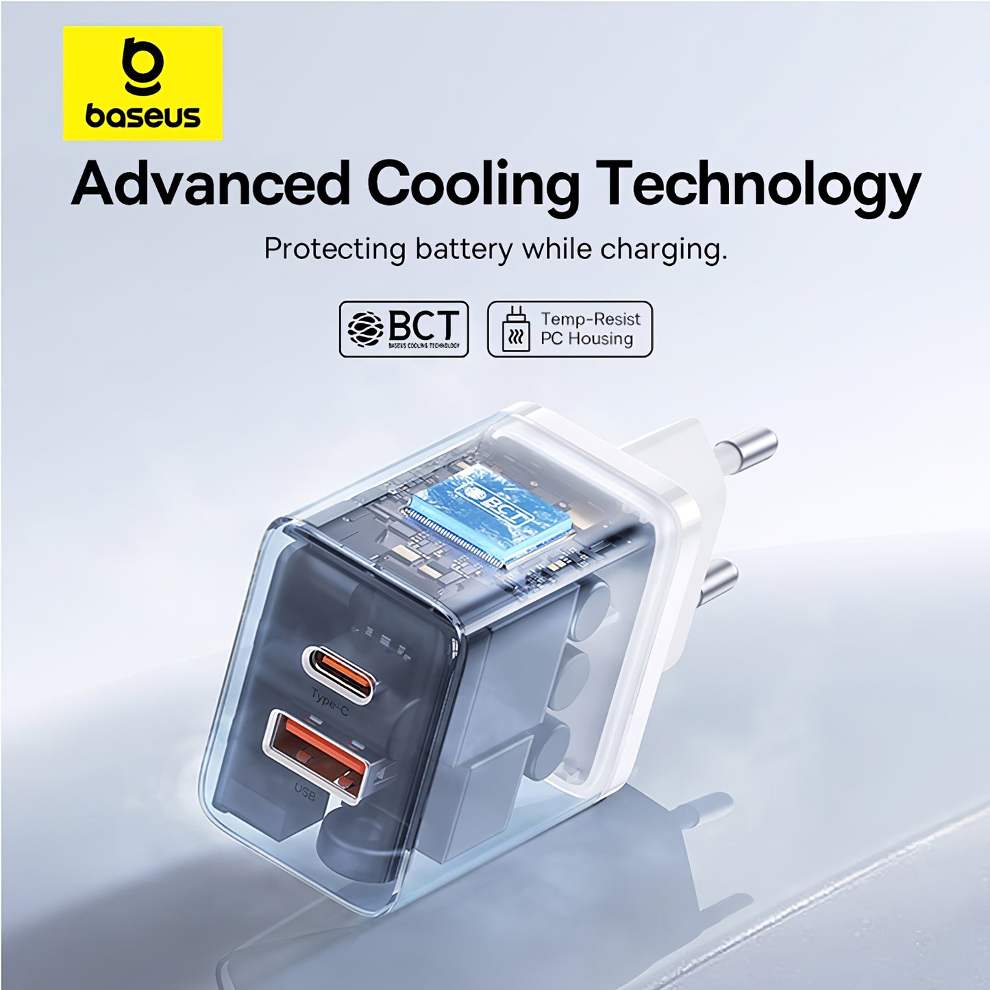 Chargeur réseau Baseus Cube, 30W, 2.4A, 1 x USB-A - 1 x USB-C, blanc P10111404213-00