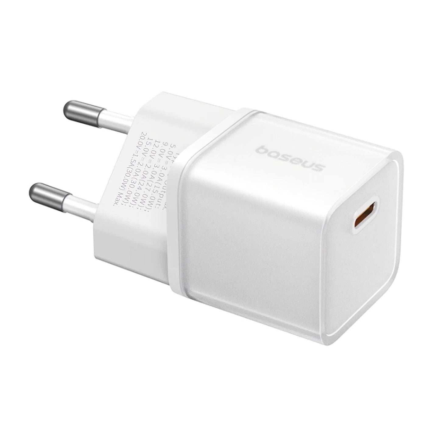 Baseus Chargeur réseau GaN5S, 20W, 3A, 1 x USB-C, Blanc P1016250503213-00
