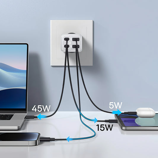 Chargeur réseau Baseus GaN6 Pro, 65W, 3.25A, 2 x USB-A - 2 x USB-C, blanc