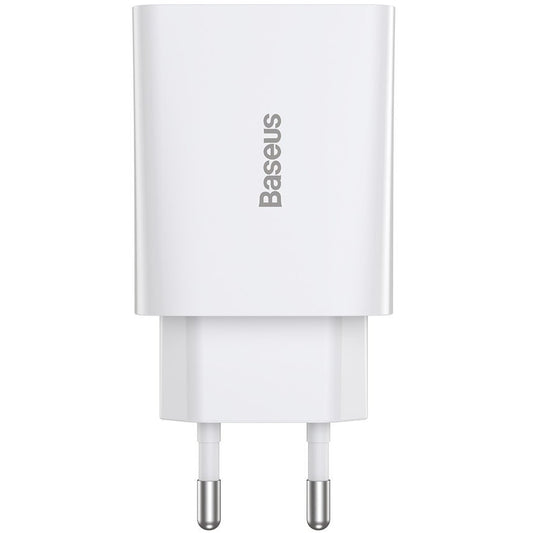 Chargeur réseau Baseus Speed Mini, 20W, 3A, 1 x USB-C, Blanc CCFS-SN02