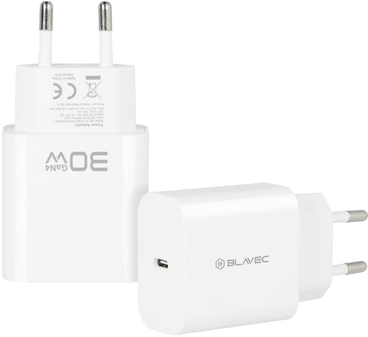 Chargeur secteur Blavec BC-14, 30 W, 3 A, 1 x USB-C, blanc