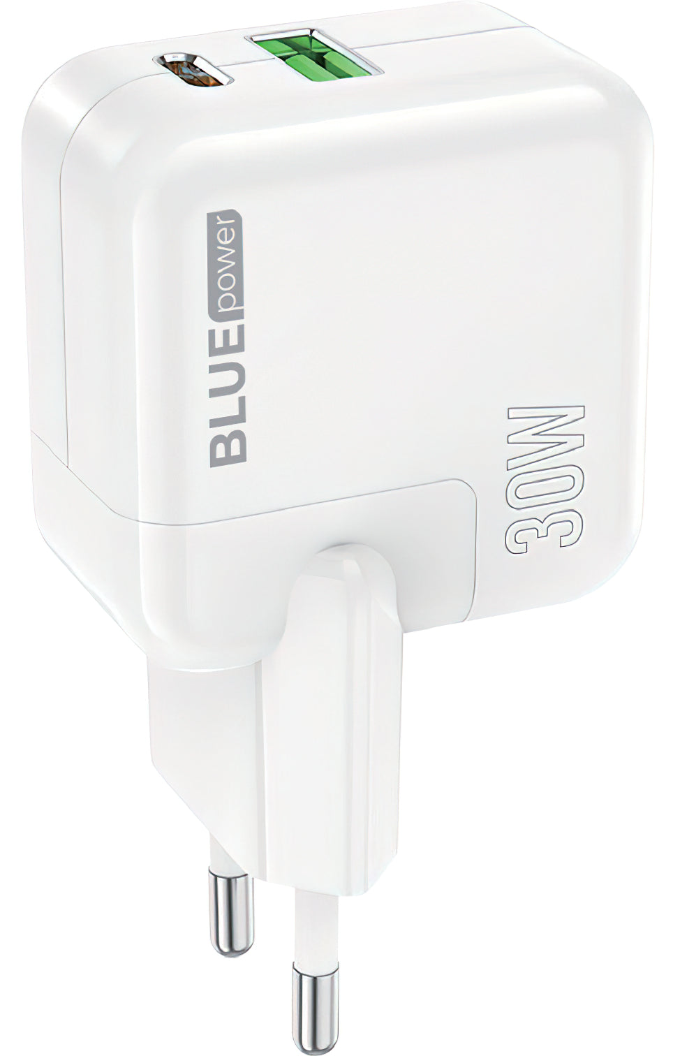 Chargeur réseau BLUE Power BC111A, 30W, 3A, 1 x USB-A - 1 x USB-C, blanc
