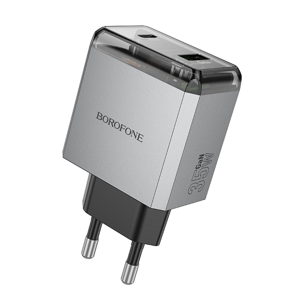 Chargeur Réseau Borofone BN20 Lena, 35W, 3A, 1 x USB-A - 1 x USB-C, Gris