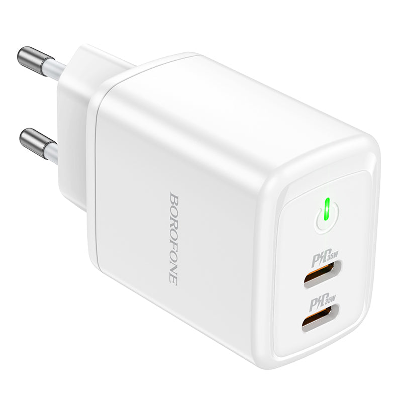 Chargeur réseau Borofone BN9, 35W, 3A, 2 x USB-C, blanc