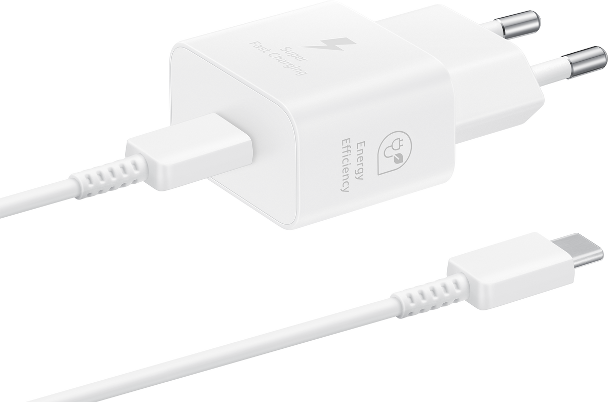 Câble USB-C Samsung Chargeur réseau Samsung, 25W, 3A, 1 x USB-C, Blanc EP-T2510XWEGEU