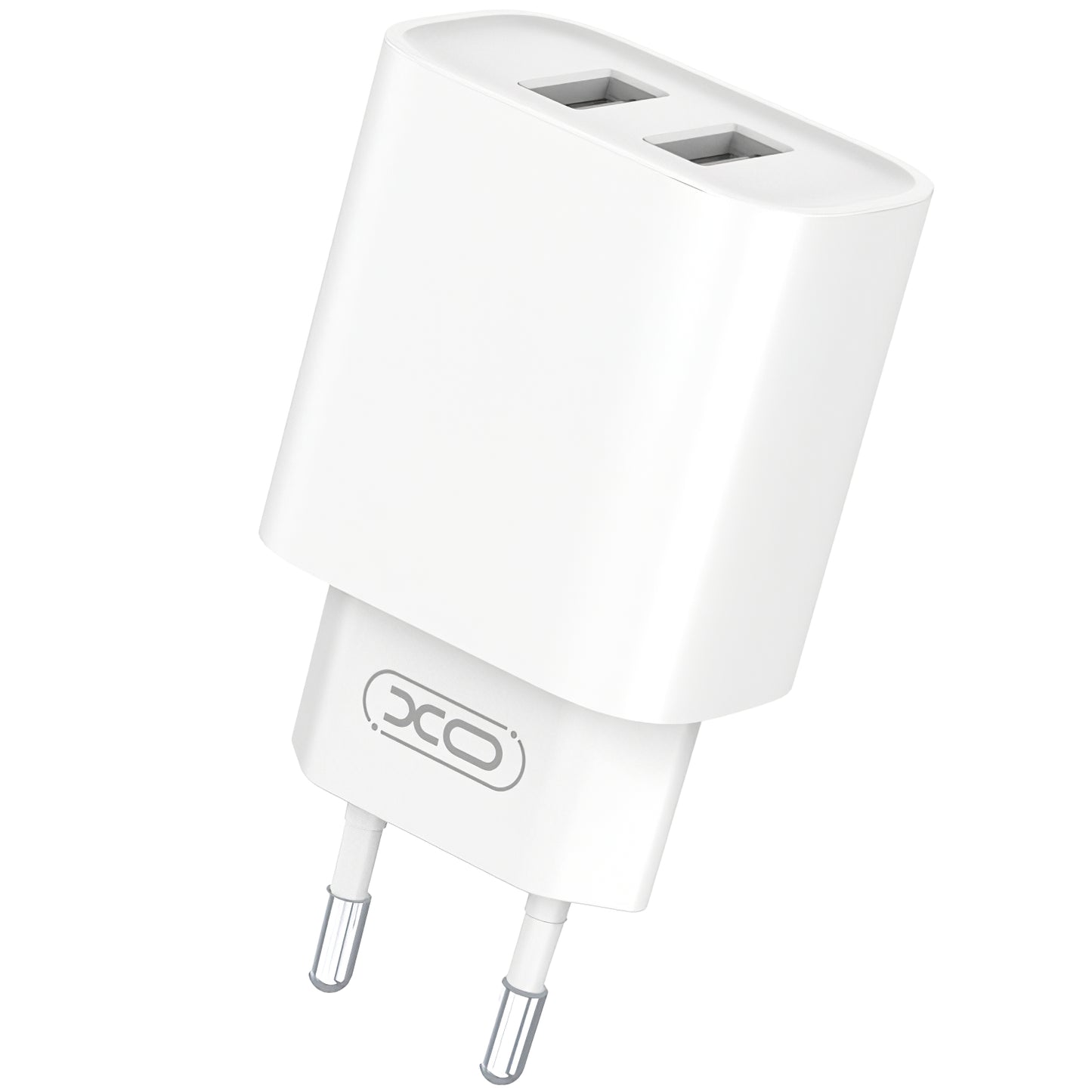 Chargeur réseau avec câble microUSB XO Design CE02C, 10,5W, 2,1A, 2 x USB-A, blanc