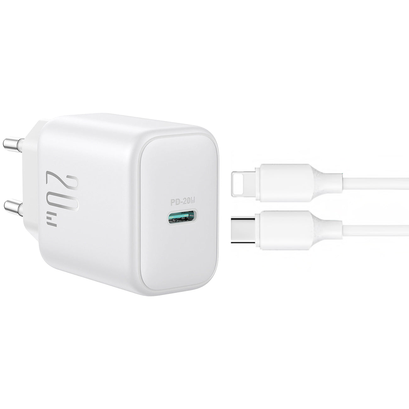 Chargeur réseau avec câble Lightning Joyroom JR-TCF20, 20W, 3A, 1 x USB-C, Blanc
