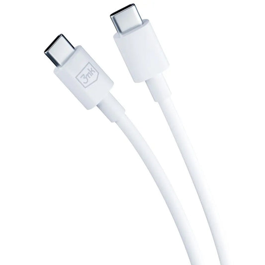 Chargeur réseau HyperCharger 3MK avec câble USB-C, 45W, 3A, 2 x USB-C, blanc