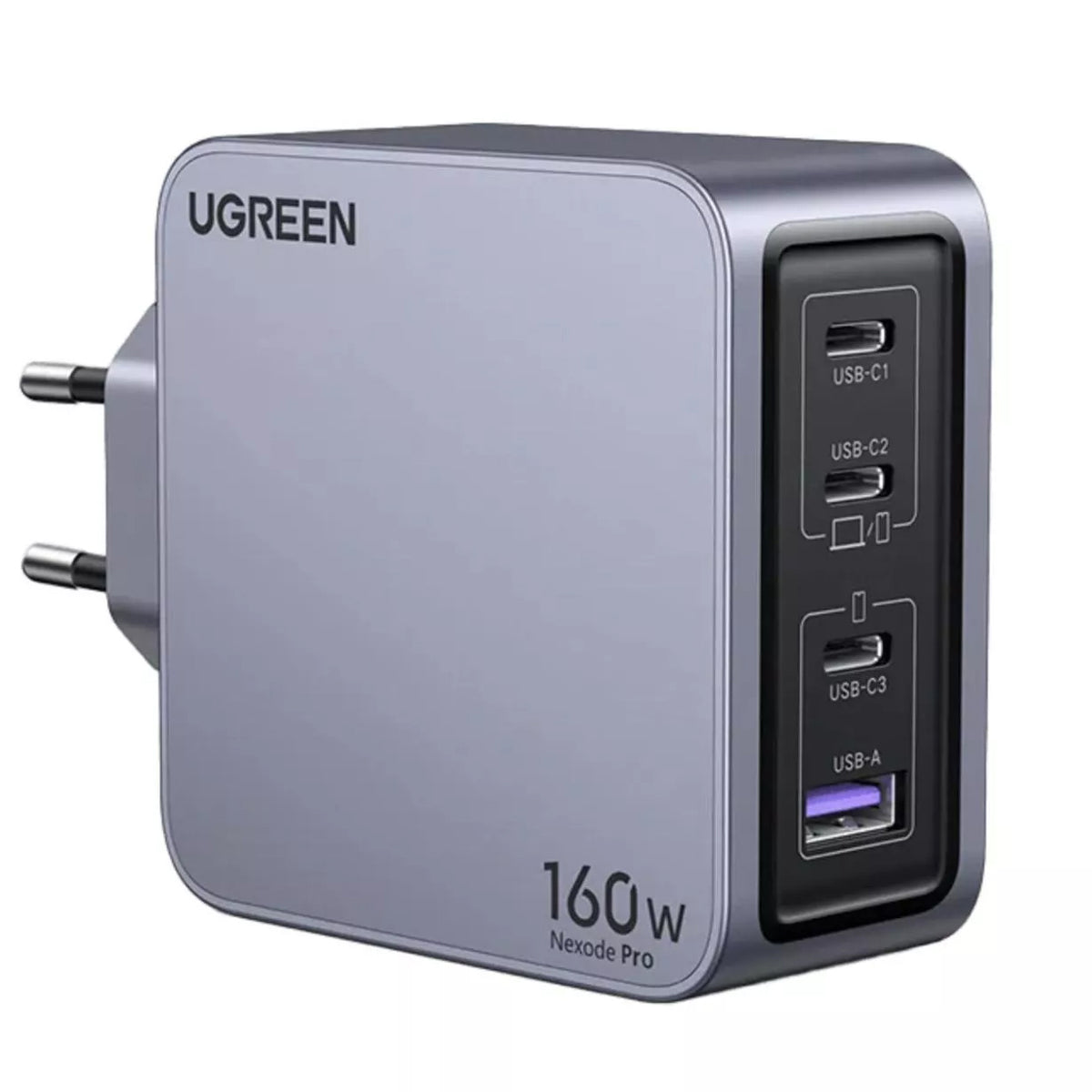 Chargeur réseau avec câble USB-C UGREEN X763 Nexode Pro, 160W, 3.25A, 1 x USB-A - 3 x USB-C, Gris