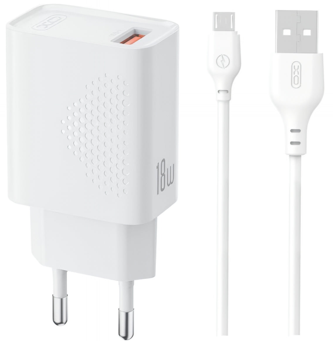 Network Charger with microUSB Cable XO Design L159, 18W, 3A, 1 x USB-A, White