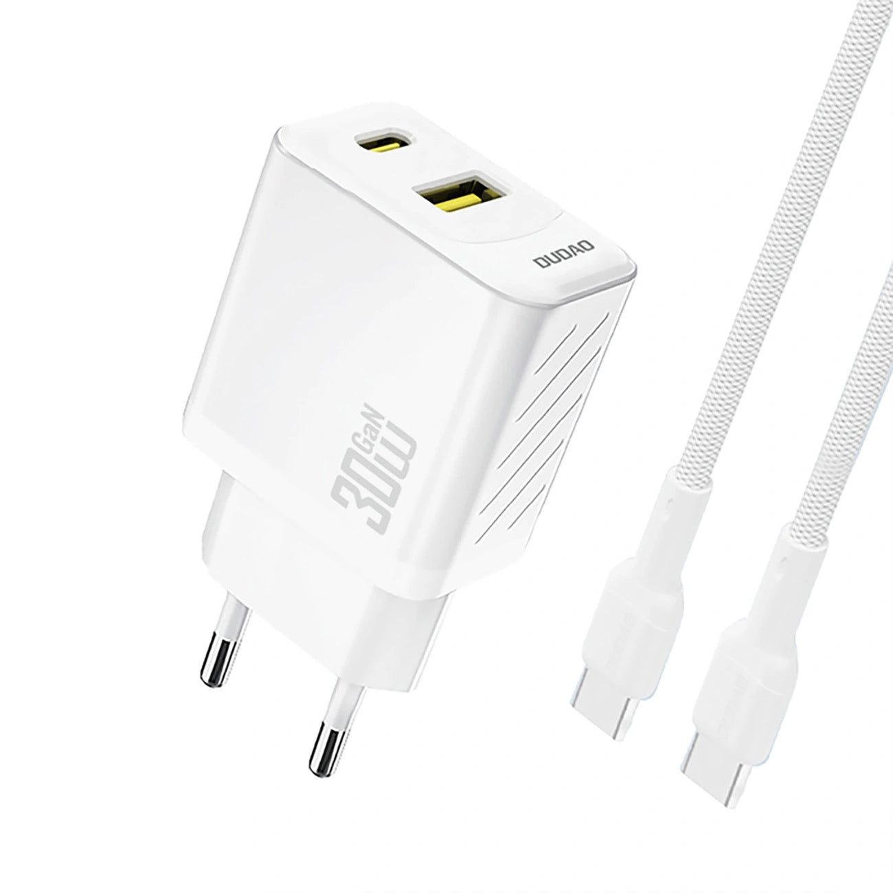 Chargeur réseau avec câble USB-C Dudao A27TCEU, 30W, 1 x USB-A - 1 x USB-C, Blanc