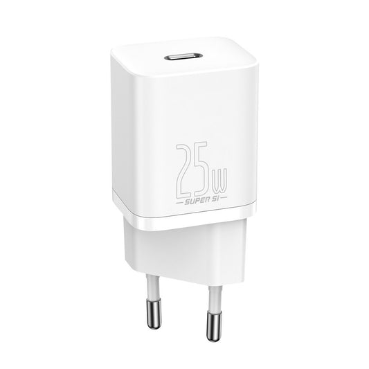 Baseus Super Si Chargeur réseau USB-C avec câble USB-C, 25W, 3A, 1 x USB-C, blanc TZCCCSUP-L02