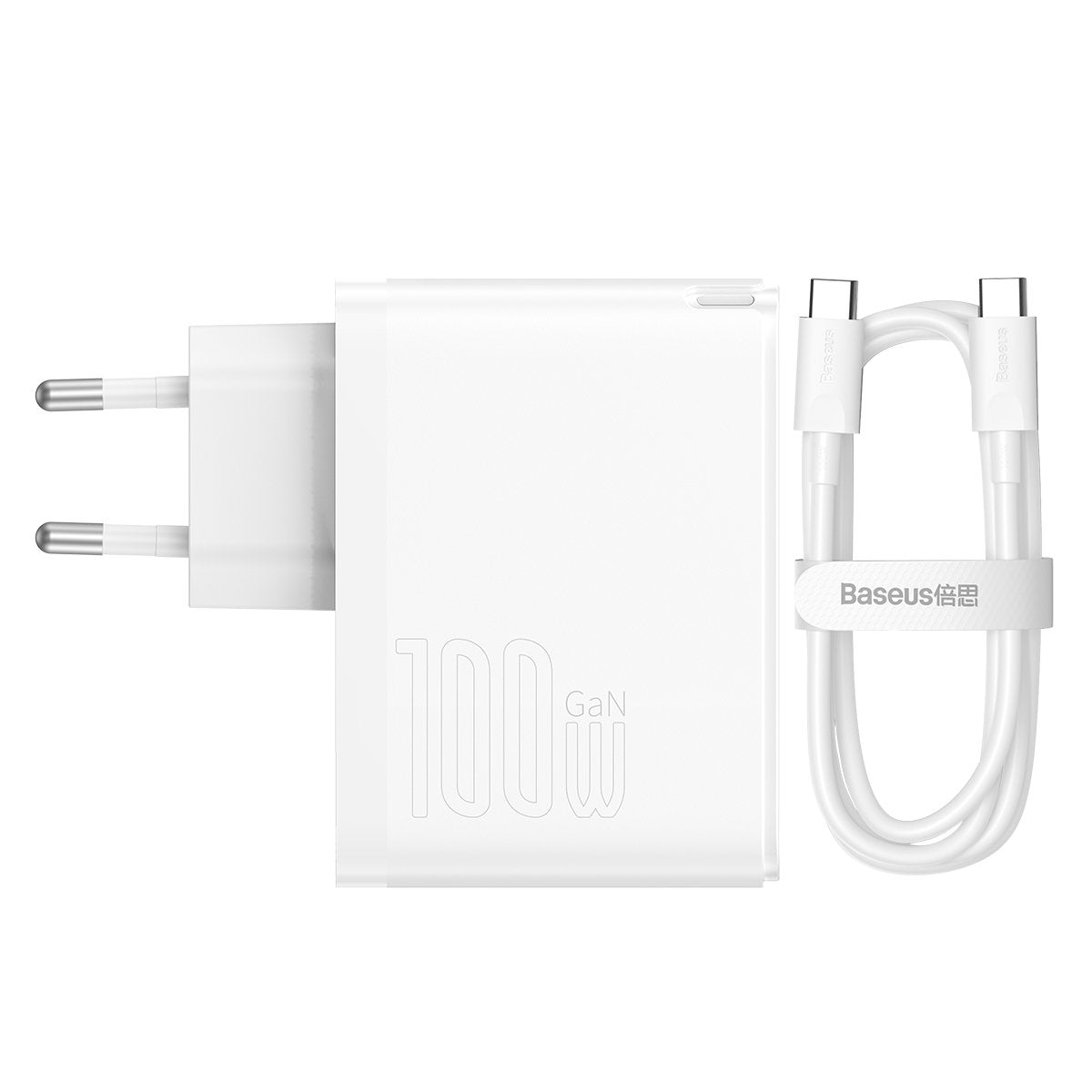 Chargeur Réseau avec Câble USB-C Baseus GaN5 Pro, 100W, 3A, 1 x USB-A - 1 x USB-C, Blanc CCGP090202