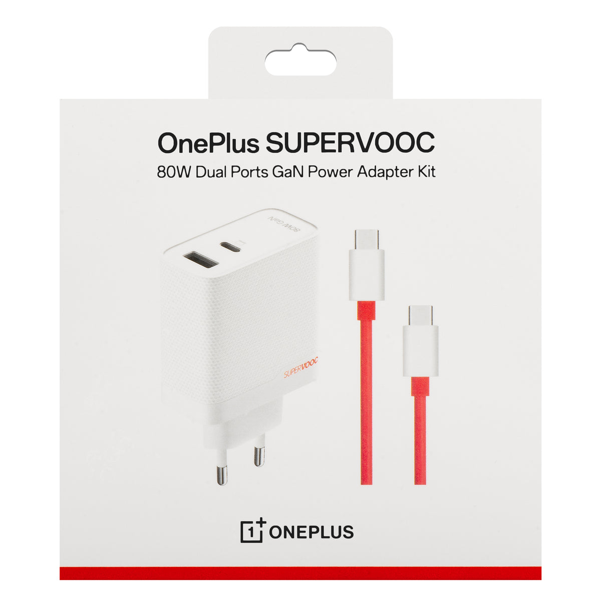 Chargeur secteur avec câble USB-C OnePlus, 80W, 7,3A, 1 x USB-A - 1 x USB-C, Blanc 5461100597