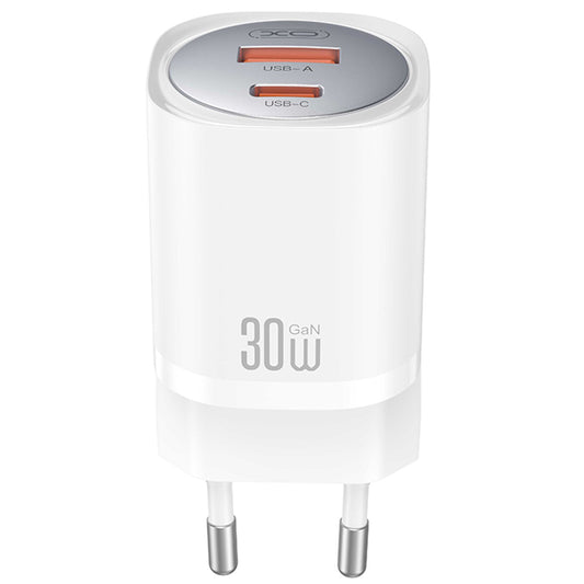 Chargeur réseau avec câble USB-C XO Design CE21, 30W, 3A, 1 x USB-A - 1 x USB-C, Blanc