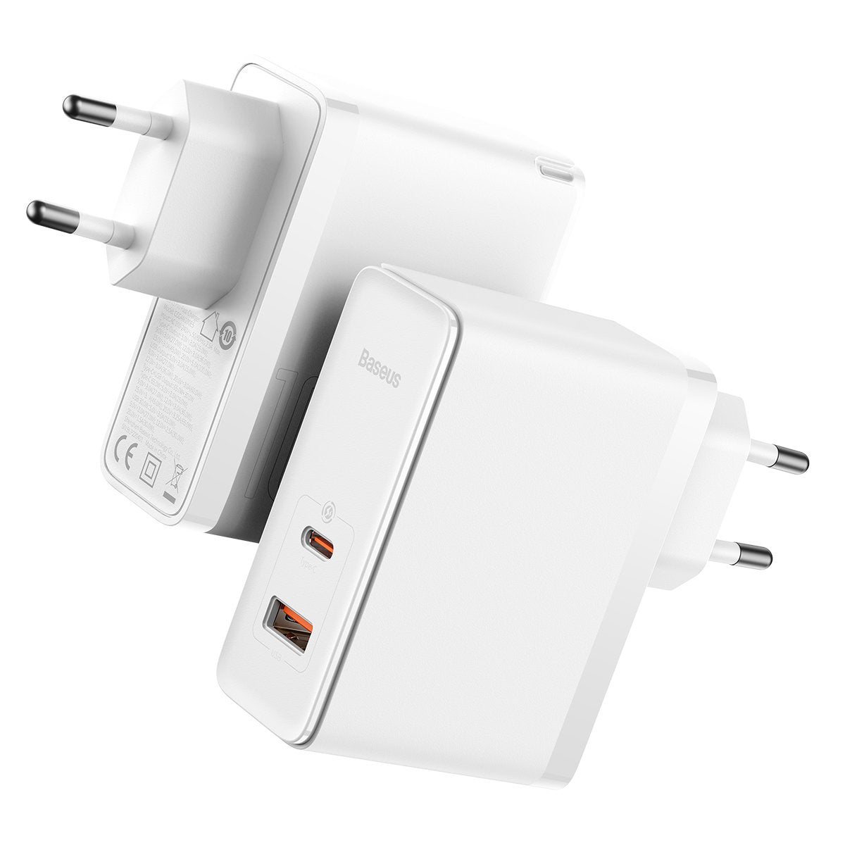 Chargeur Réseau avec Câble USB-C Baseus GaN5 Pro, 100W, 3A, 1 x USB-A - 1 x USB-C, Blanc CCGP090202