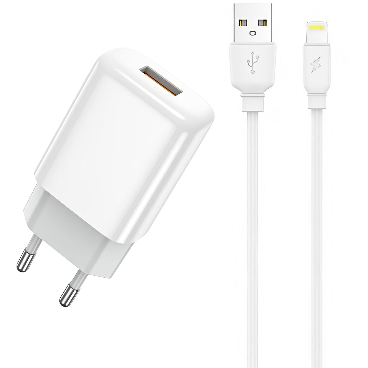 Chargeur réseau Prestico F7S avec câble Lightning, 12W, 2,4A, 1 x USB-A, blanc