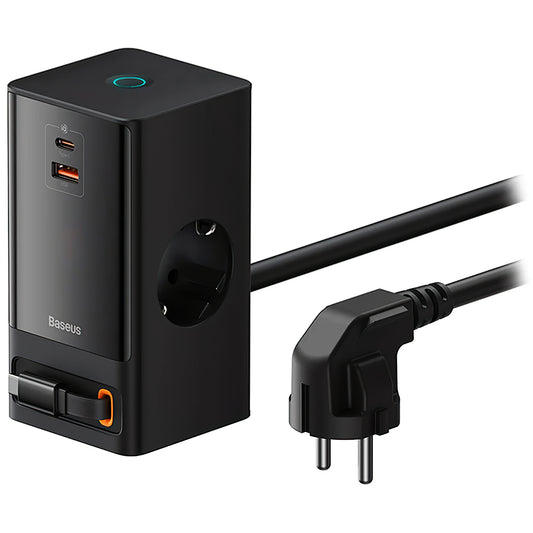 Baseus GaN3 Pro PowerStrip USB-C Cable Network Charger, 65W, 3.25A,1 x USB-A - 1 x USB-C - 2 x Schuko, Black PSLR000301 PSLR000301