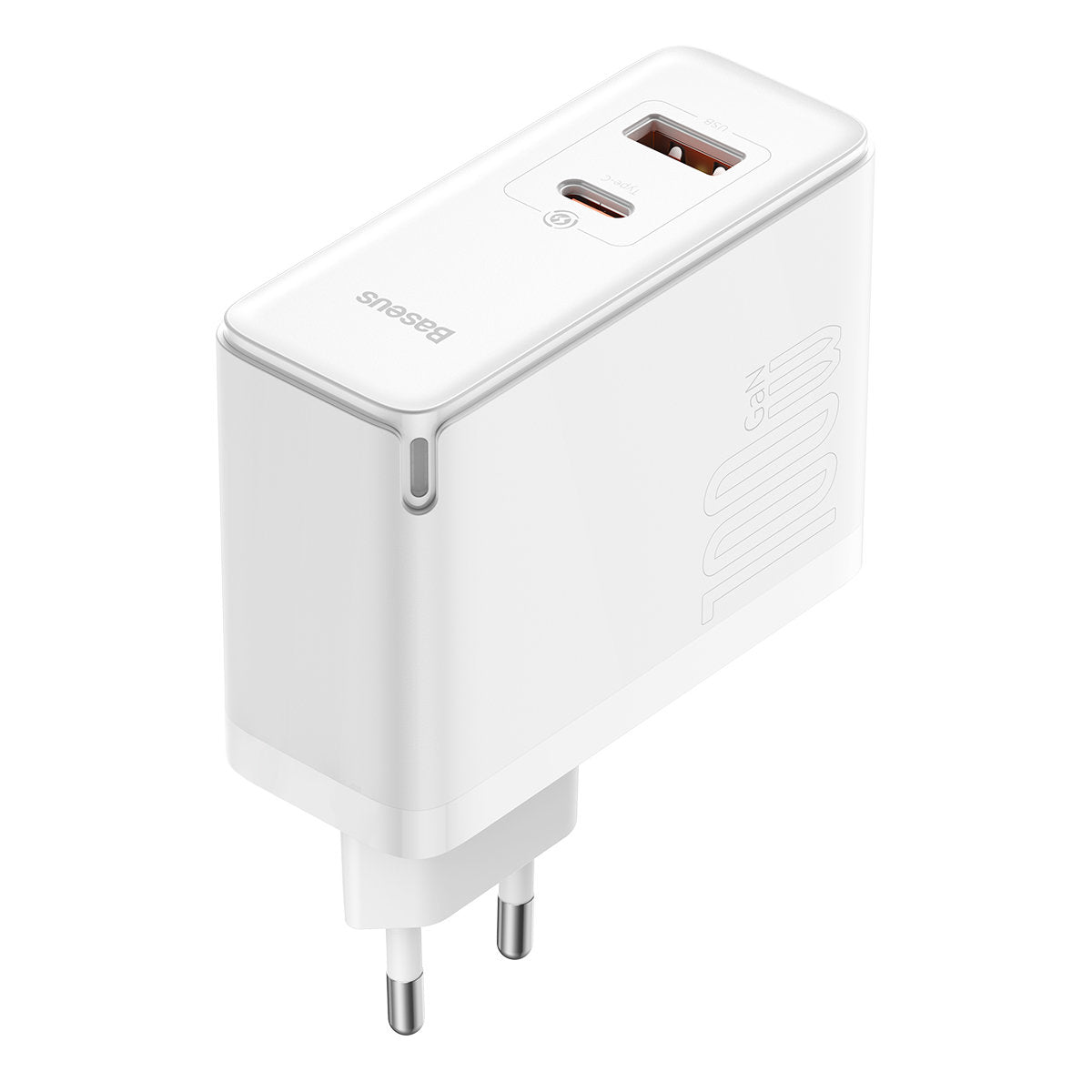 Chargeur Réseau avec Câble USB-C Baseus GaN5 Pro, 100W, 3A, 1 x USB-A - 1 x USB-C, Blanc CCGP090202