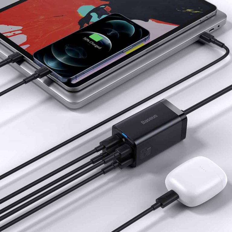 Chargeur Station Baseus GaN3 Pro, 65W, 3A, 2 x USB-A - 2 x USB-C, Noir CCGP040101