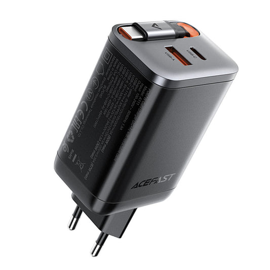 Chargeur réseau avec câble USB-C Acefast A111, 67W, 3A, 1 x USB-A - 1 x USB-C, Noir