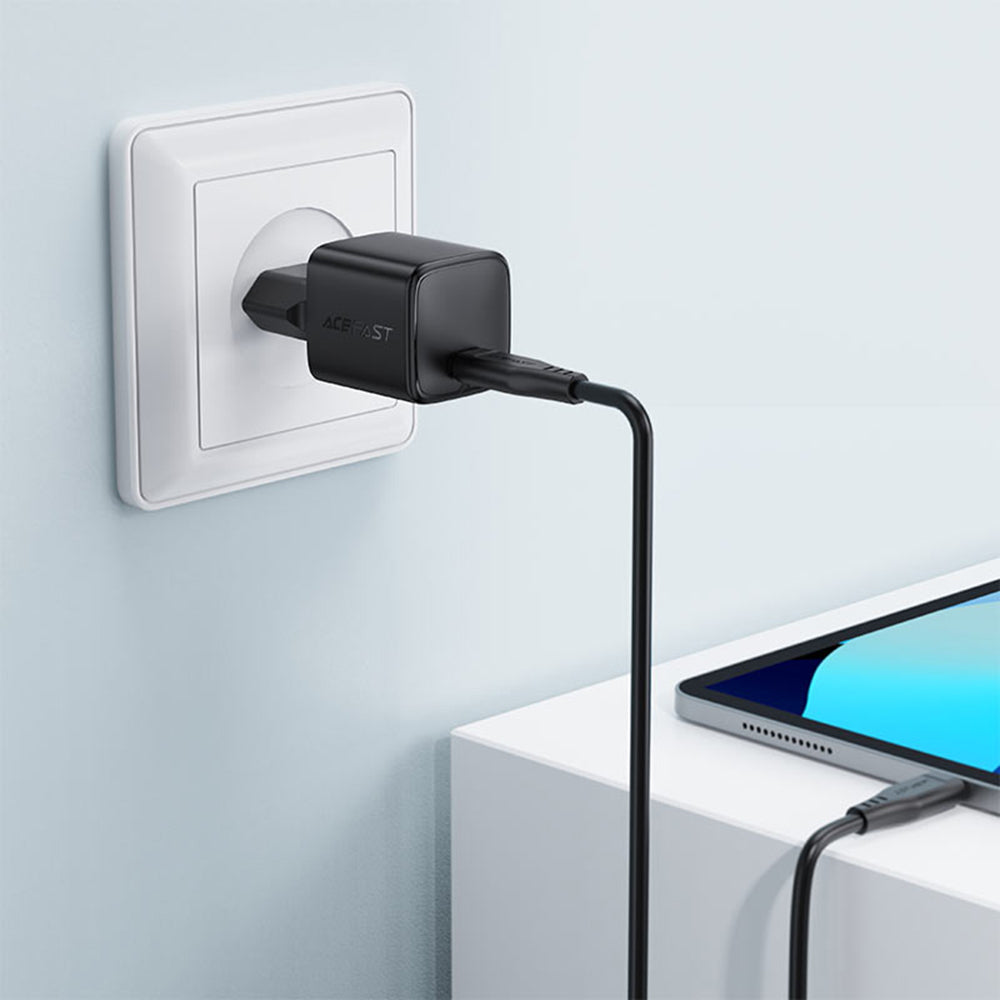 Chargeur réseau avec câble USB-C Acefast A118, 30W, 3A, 1 x USB-C, Noir
