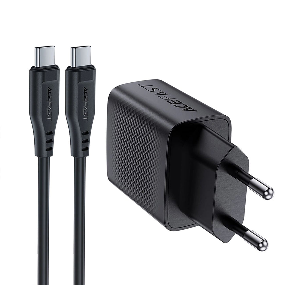Chargeur réseau avec câble USB-C Acefast A82, 20W, 3A, 1 x USB-C, Noir